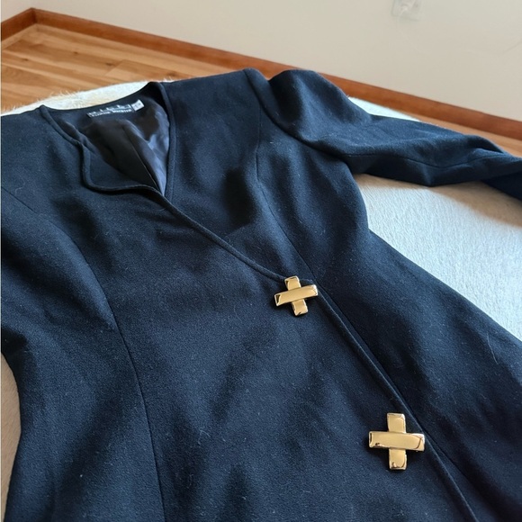 Bicci by Florine Wachter Elegant Black Midi Dress- long sleeve- ssshhh luxury - Picture 3 of 11